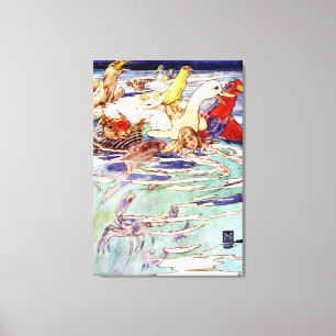 Lienzo Natación de Alicia en la piscina de rasgones en e