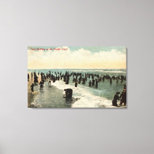 Lienzo Natación de CaliforniaCrowds en la Costa del