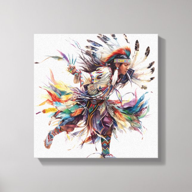 Lienzo Native American Dancer Stretched Canvas Print (Anverso)