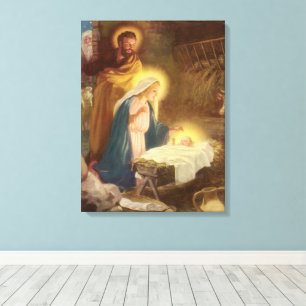 Lienzo Natividad de Navidad Vintage, María José Niño Jesú