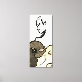 Lienzo Nativo americano figurativo y búfalo