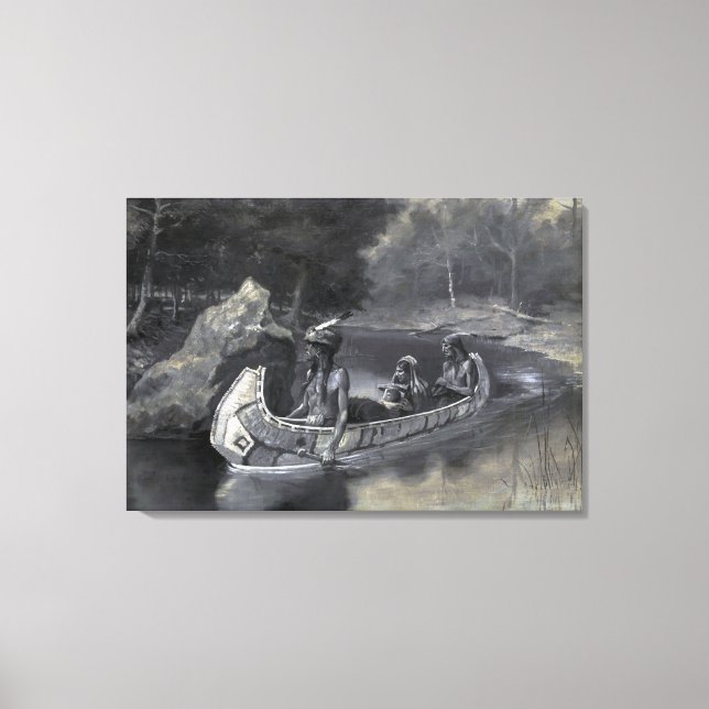 Lienzo Nativo Americano: Historia de Hiawatha Guerrero y  (Anverso)