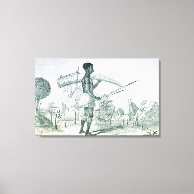 Lienzo Nativo llevando un colmillo de elefante de marfil  (Anverso)