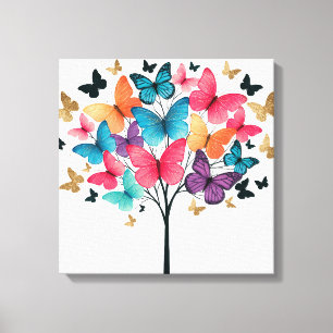 Lienzo Naturaleza Caprichosa Mariposa Árbol de la Vida