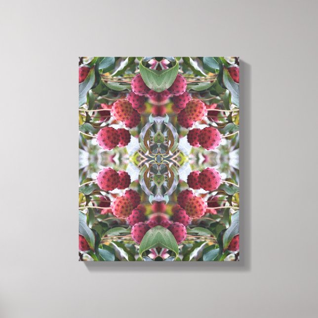 Lienzo Naturaleza de los frutos de dogwood rojos Resumen (Anverso)