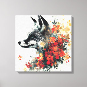 Lienzo Naturaleza de vida silvestre Boho Floral Fox