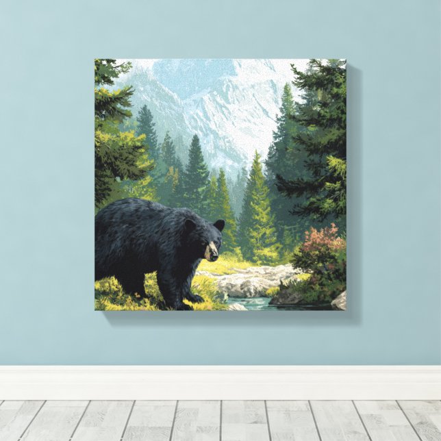 Lienzo Naturaleza del Oso Negro (Insitu (piso de madera))