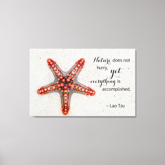 Lienzo Naturaleza imprime Starfish con citas en tzu lao (Anverso)