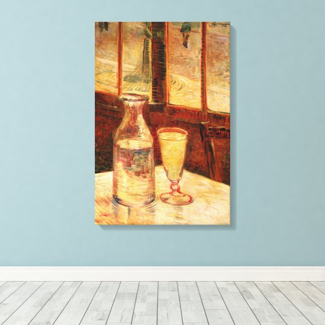 Lienzo Naturaleza muerta con absenta de Vincent van Gogh (Insitu (piso de madera))