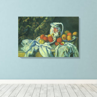 Lienzo Naturaleza muerta, cortina y jarra de Paul Cezanne