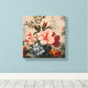 Lienzo Naturaleza muerta floral vintage con flores tropic