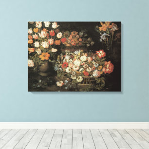 Lienzo Naturaleza Muerta Flores, Floral Barroco Vintage