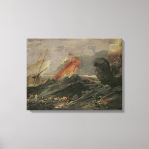 Lienzo Naufragio en una orilla rocosa, c.1645-50