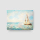 Lienzo Náutica Náutica Santa Monica California<br><div class="desc">Náutica Náutica "Vela Santa Mónica",  pintura en barco de vela de California envuelto en papel de lienzo. Tonos claros de azul marino,  blanco y beige.</div>
