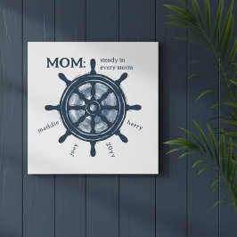 Lienzo Nautical Heritage Ship Wheel Mom and Family Names