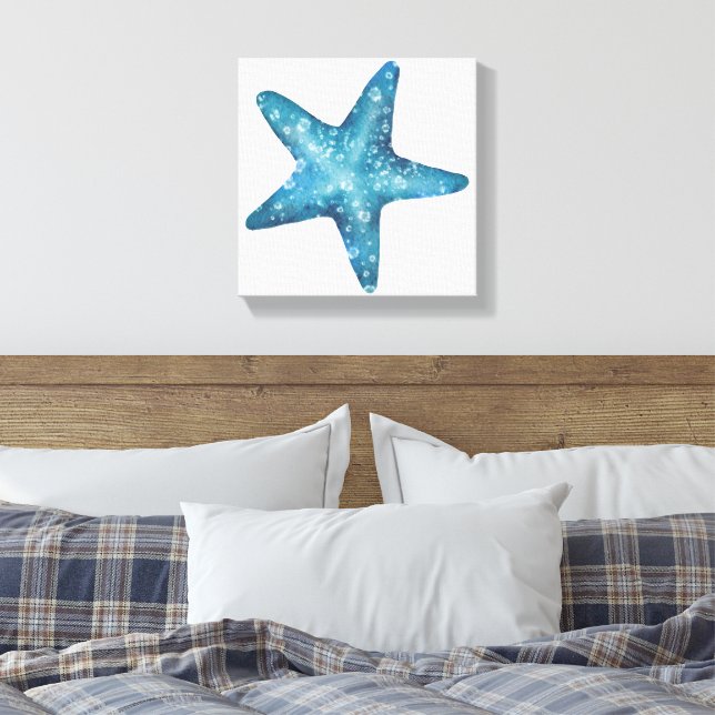 Lienzo Nautical Watercolor Blue Starfish (Insitu(Dormitorio))