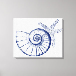 Lienzo Nautilus Seashell & Starfish Marine Life Personali