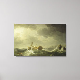 Lienzo Nave arruinada en una costa rocosa, c.1747-50
