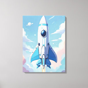 Lienzo Nave espacial volando en el cielo