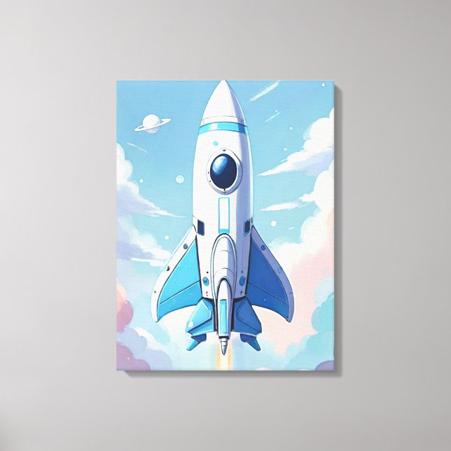 Lienzo Nave espacial volando en el cielo (Anverso)