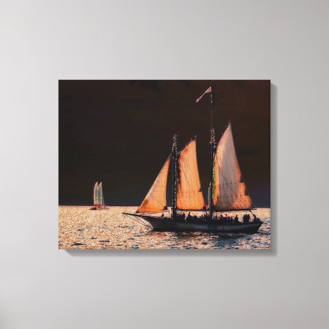 Lienzo Navegación nocturna - Key West, Florida (Anverso)