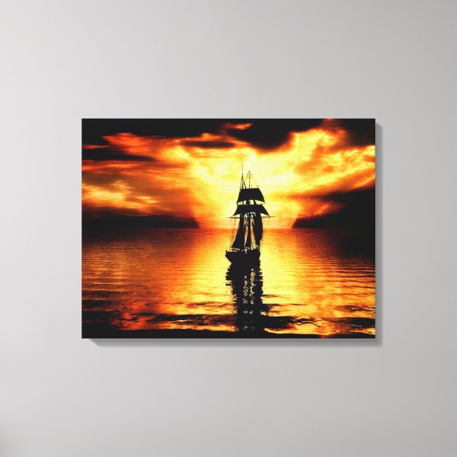 Lienzo Navegando al atardecer (Anverso)