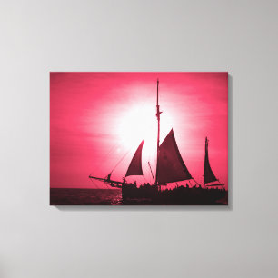 Lienzo Navegando Aruba Crepúsculo Profunda Niebla Roja (P
