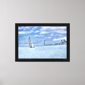 Lienzo Navegando por el puente de la bahía