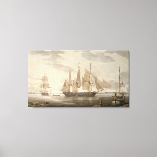 Lienzo Naves en el puerto, 1805 (aceite en lona)