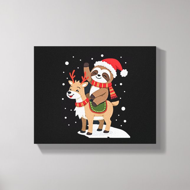 Lienzo Navidad de Perezoso de Alpaca (2) (Anverso)