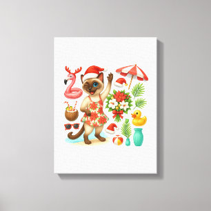 Lienzo Navidad en Julio para Amantes de Gatos