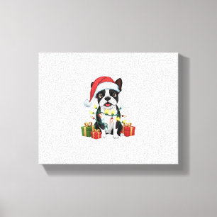 Lienzo Navidad en Santa Hat Boston Terrier Dog