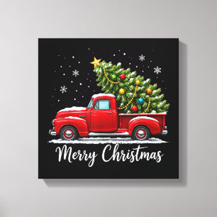 Lienzo Navidad Feliz Navidad Camión Rojo Árbol Hombres Mu