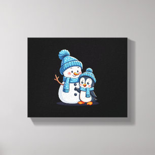 Lienzo Navidad Feliz Navidad Para Regalo Pingüino Muñeco 