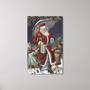 Lienzo Navidad GreetingSanta con el paraguas