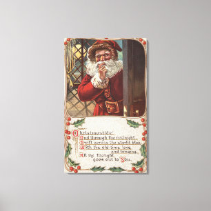 Lienzo Navidad GreetingSanta con la mano en barba