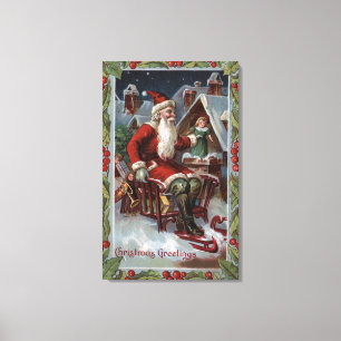 Lienzo Navidad GreetingSanta en trineo