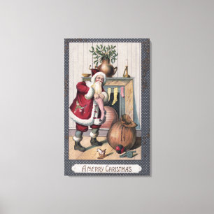 Lienzo Navidad GreetingSanta que rellena medias