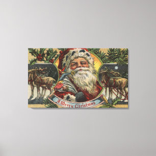 Lienzo Navidad GreetingSanta y reno
