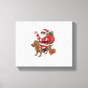 Lienzo Navidad iluminando Santa Riding Basset Hound Dog C
