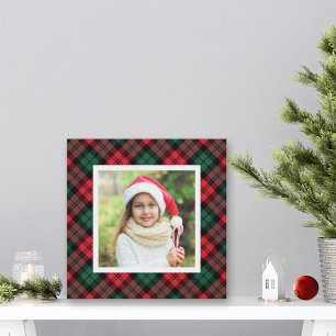 Lienzo Navidad Roja y Verde Cuadrada Foto Personalizada