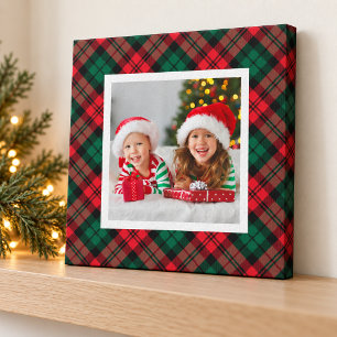 Lienzo Navidad Roja y Verde Cuadrada Foto Personalizada