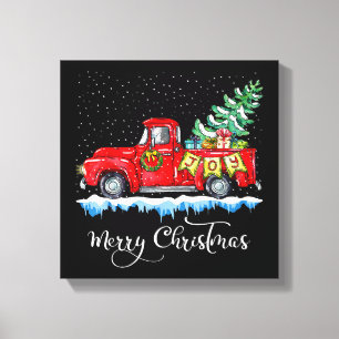 Lienzo Navidad Vintage Camión Rojo Antiguo Estilo Alegre