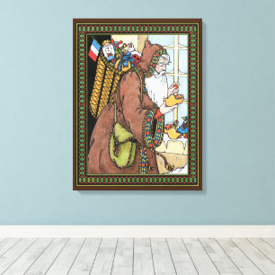 Lienzo Navidad Vintage, juguetes de Santa Claus zuecos za