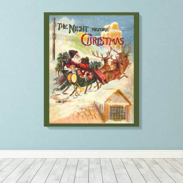 Lienzo Navidad Vintage, La Noche Antes de Navidad (Insitu (piso de madera))