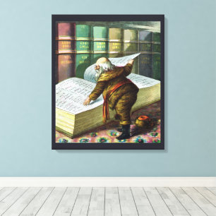 Lienzo Navidad Vintage, Lista de Niños Buenos y Malos de 