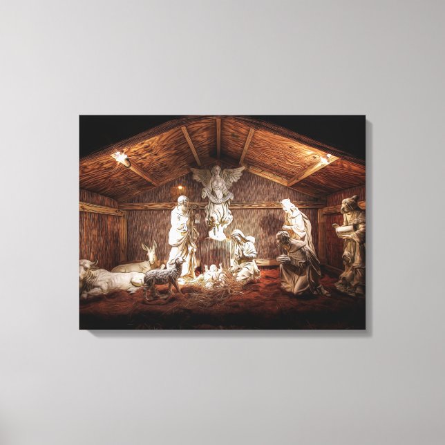 Lienzo Navidades Adoran Escena De Jesús Natividad Manger (Anverso)