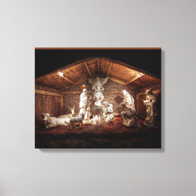 Lienzo Navidades Adoran Escena De Jesús Natividad Manger (Anverso)