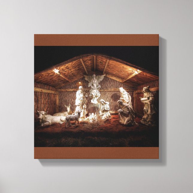 Lienzo Navidades Adoran Escena De Jesús Natividad Manger (Anverso)
