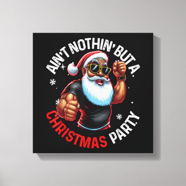 Lienzo Navidades afroamericanos de Santa Claus Pajama (Anverso)